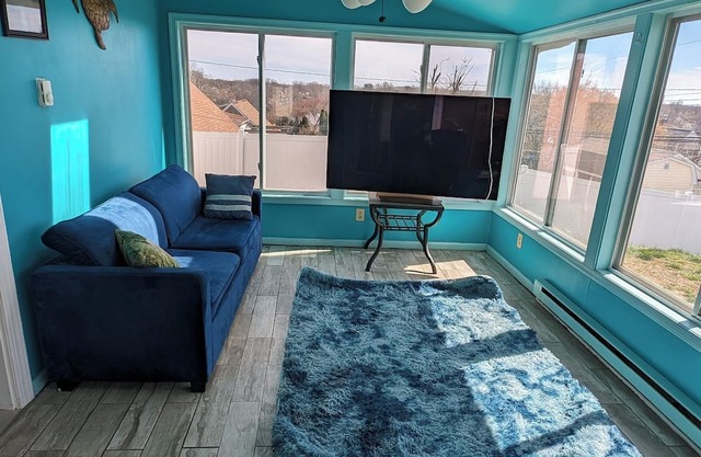 The Hexagon house in the Philadelphia suburbs. Sleeps 9, covered outdoor patio.