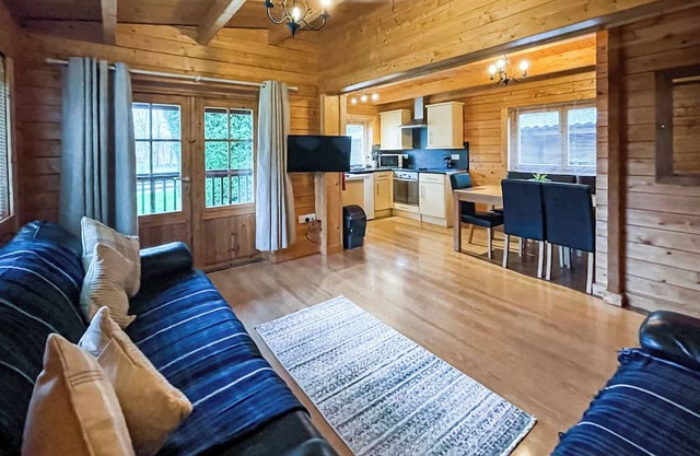 Four berth lodge with one master double and one twin each with wardrobe.