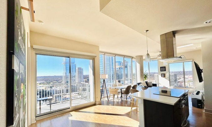 Civic District Apartment | Heart of Austin 2BR: Pool, Gym, & Amazing Views!