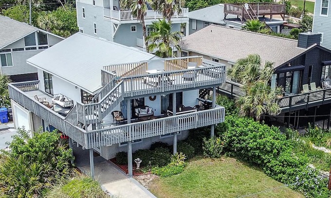Old Town House | Steps from the beach with great deck space, sunrise/sunset views, WiFi & W/D